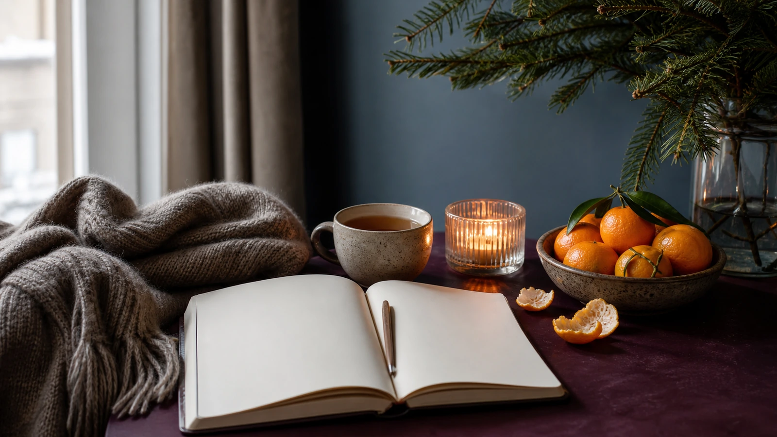 kaarslicht en kerstdecoratie, rustige decembersfeer